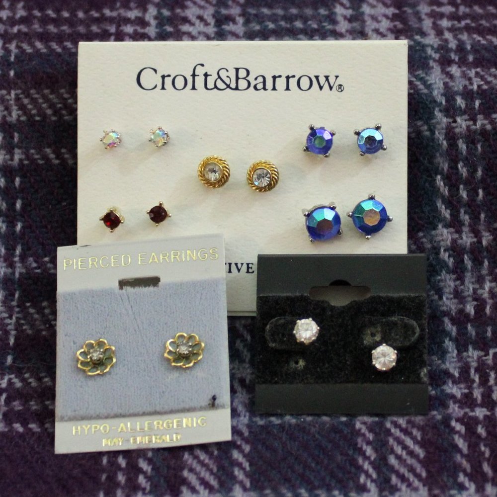 NWT Croft & Barrow Five Pair Stud Earrings Plus Two